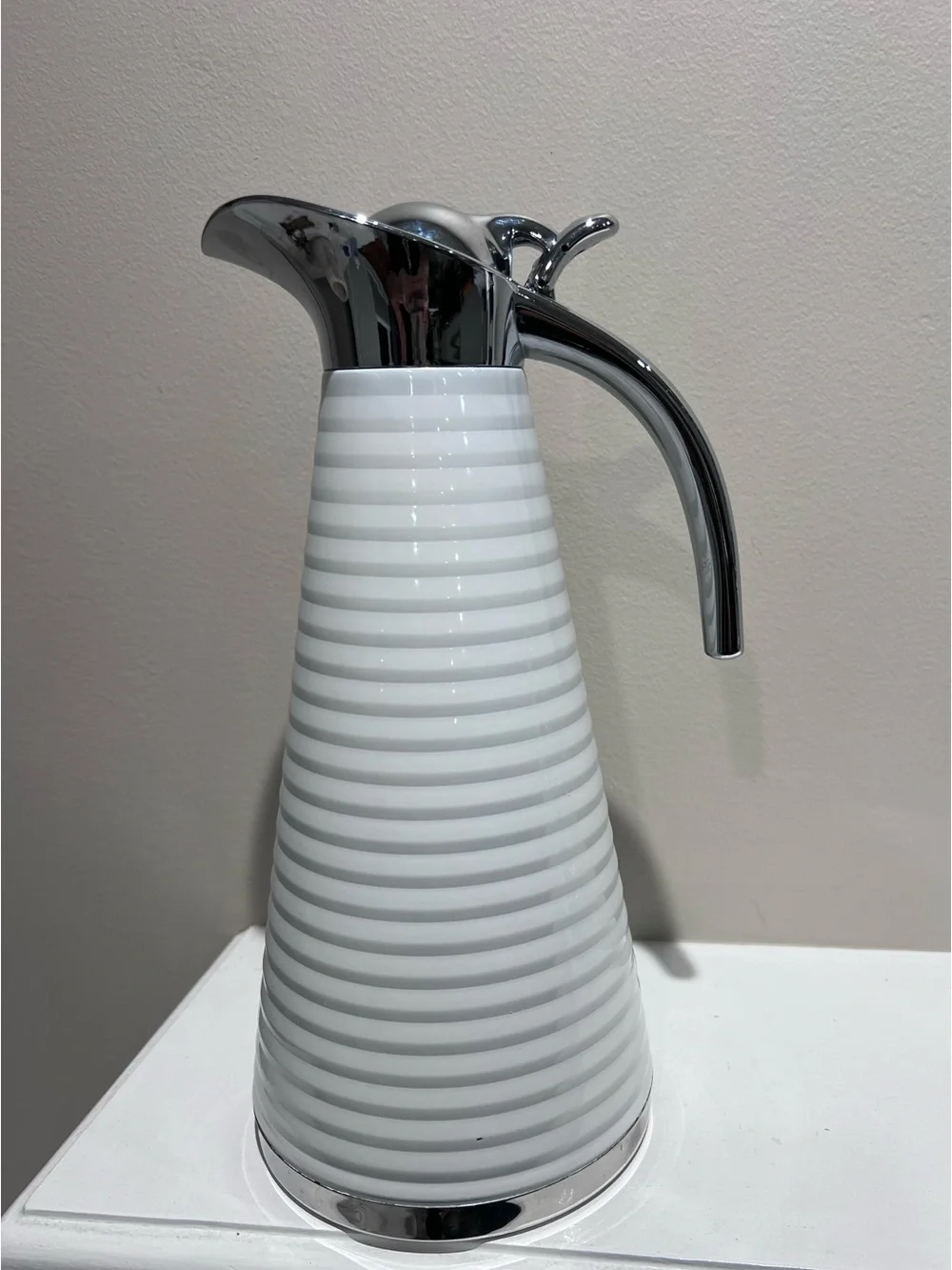 Vintage 1970s Balduzzi Italy White Chrome Thermal Coffee Carafe Pitcher MCM